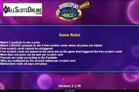 Rules. Doubleplay Superbet (Scratch) from NextGen