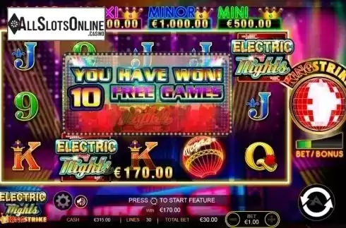 Win Screen 3. Electric Nights King Strike from Ainsworth