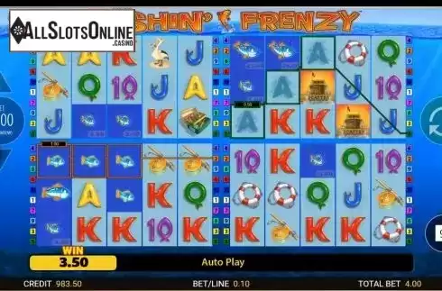 Win Screen. Fishin Frenzy Power 4 Slots from Blueprint