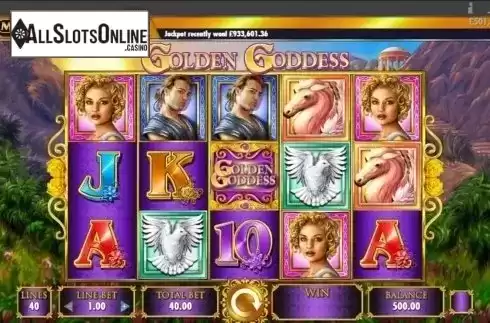 Reels screen. Golden Goddess Mega Jackpots from IGT