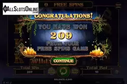 Free Spins win screen