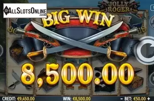 Big win screen. Jolly Roger (Octavian Gaming) from Octavian Gaming