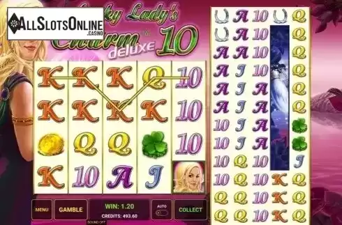 Win Screen. Lucky Lady's Charm Deluxe 10 from Greentube
