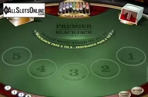 Game Screen. Premier Euro Blackjack MH from Microgaming