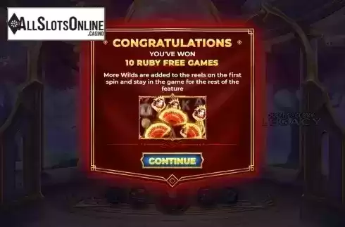 Ruby Free Spins Win Screen