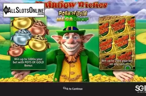 Start Screen. Rainbow Riches Pots of Gold from Barcrest