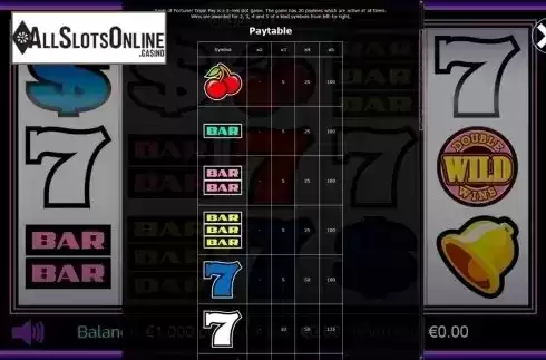 Paytable. Reels of Fortune - Triple Pay from Betdigital