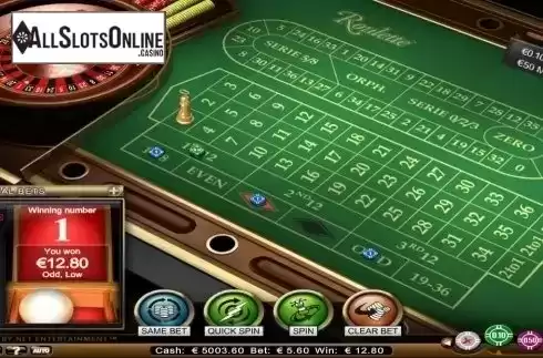 Game Screen. Roulette Advanced Low Limit from NetEnt