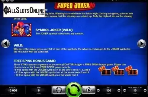 Features. Super Joker 40 (Kajot Games) from KAJOT