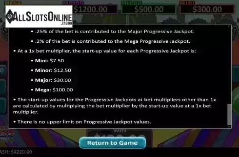 Progressive Jackpots screen 2