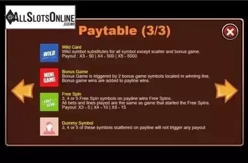 Paytable 3. Selfie (Triple Profits Games) from Triple Profits Games