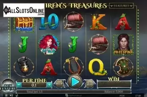 Reel Screen. Sirens Treasures 15 Edition from Spinomenal