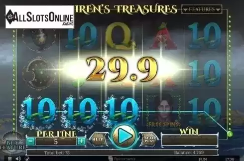 Win Screen 1. Sirens Treasures 15 Edition from Spinomenal