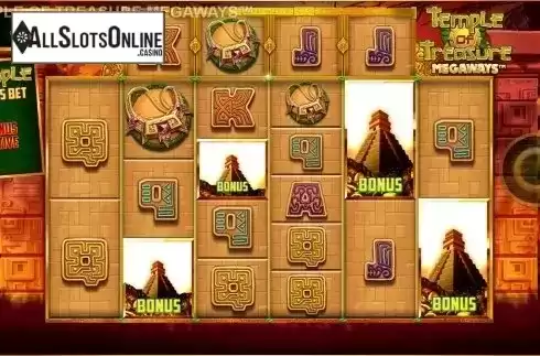 Bonus win screen. Temple of Treasure Megaways from Blueprint