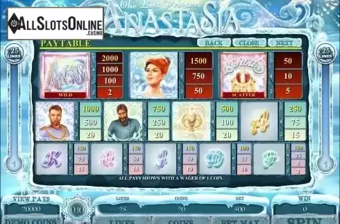 Screen3. The Lost Princess Anastasia from Microgaming