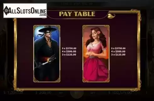 Paytable 1. The Mask of Zorro (KA Gaming) from KA Gaming