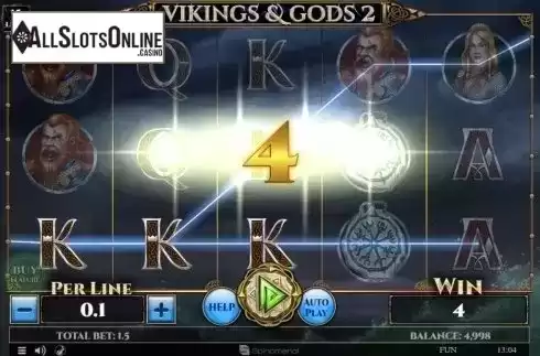 Win Screen. Vikings and Gods 2 15 Lines from Spinomenal