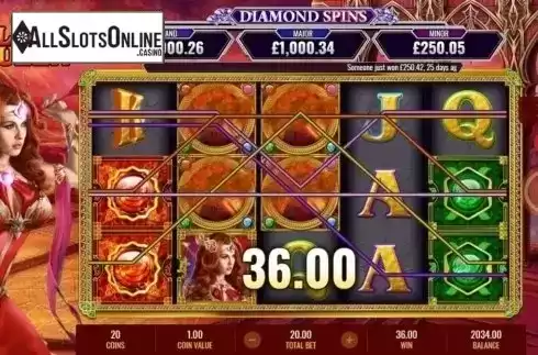 Win Screen 3. Volcano Queen Diamond Spins from IGT