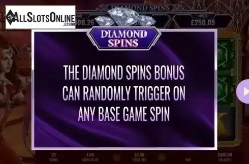 Start Screen. Volcano Queen Diamond Spins from IGT