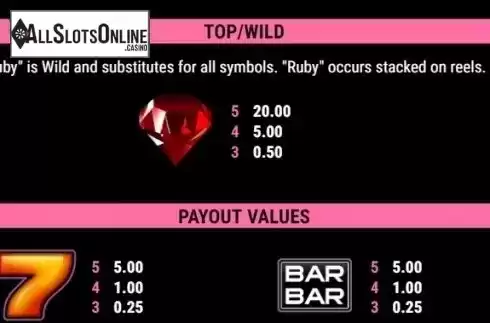 Paytable 3. Wild Rubies RHFP from Gamomat