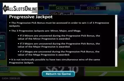 Progressive jackpot screen