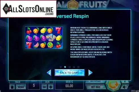 Paytable 2. 243 Crystal Fruits Reversed from Tom Horn Gaming