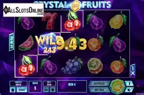 Win screen 1. 243 Crystal Fruits Reversed from Tom Horn Gaming